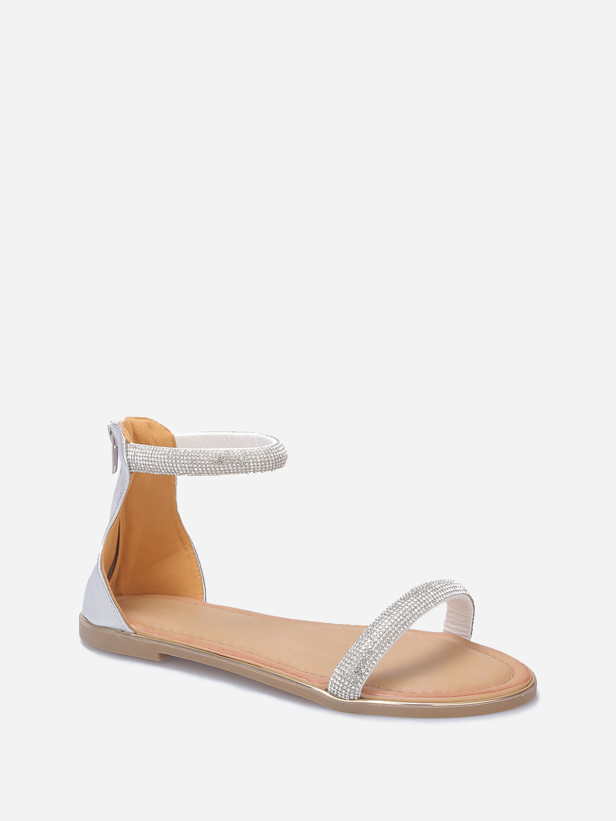 Sandales à strass et zippées à l'arrière- Argenté