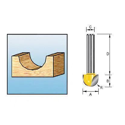 Makita D-10774 Freesbit Holprofielfrees S 8mm 6,35x6,35mm R3,18
