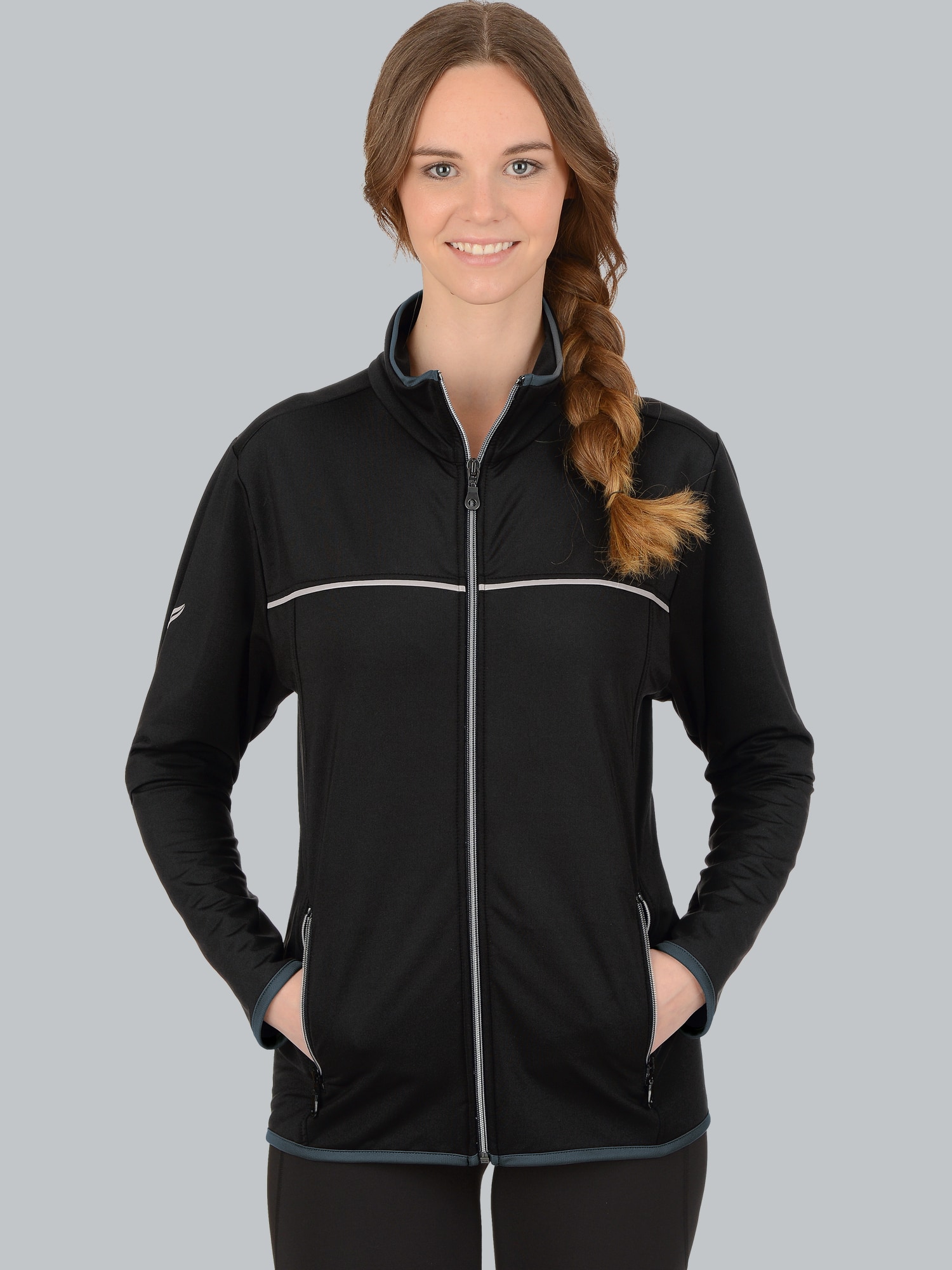 Praktische Sportjacke aus Microfaser Schwarz