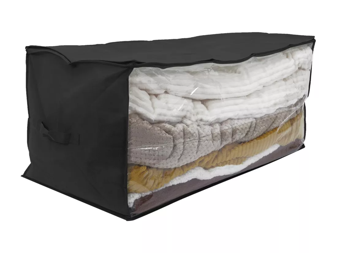Boîte de rangement 60x45x30 cm pliable noire avec fenêtre transparente