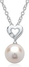 14 karaat witgouden ketting parel Diamant 0.0085 ct.