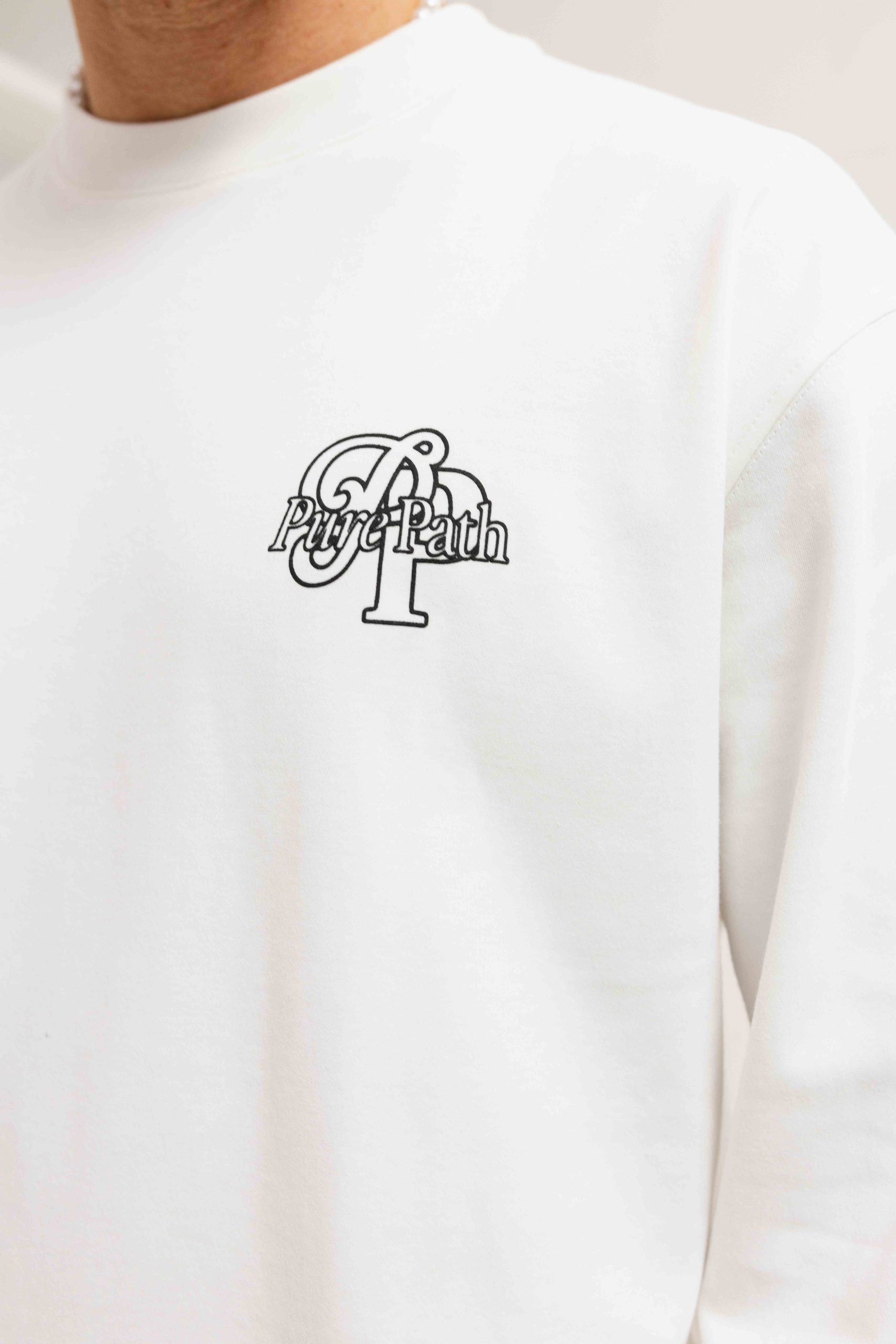 Pure Path Initial Longsleeve T-Shirt Heren Gebroken Wit