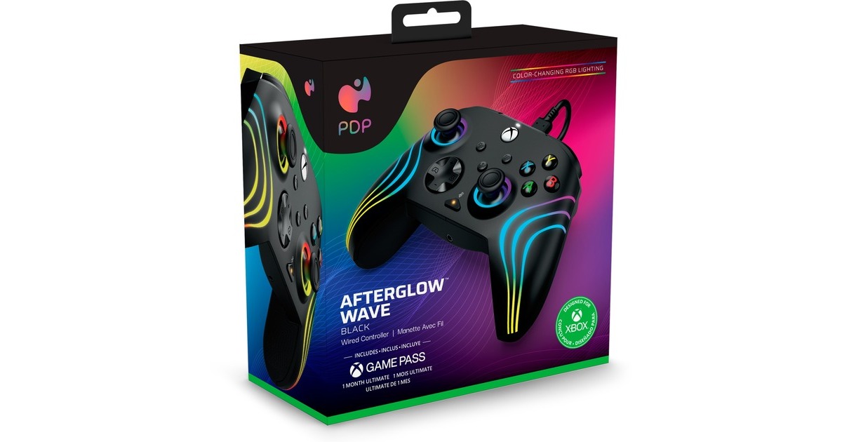 PDPWired Controller - Afterglow Wave  (Zwart, Xbox Series X|S, Xbox One, PC)