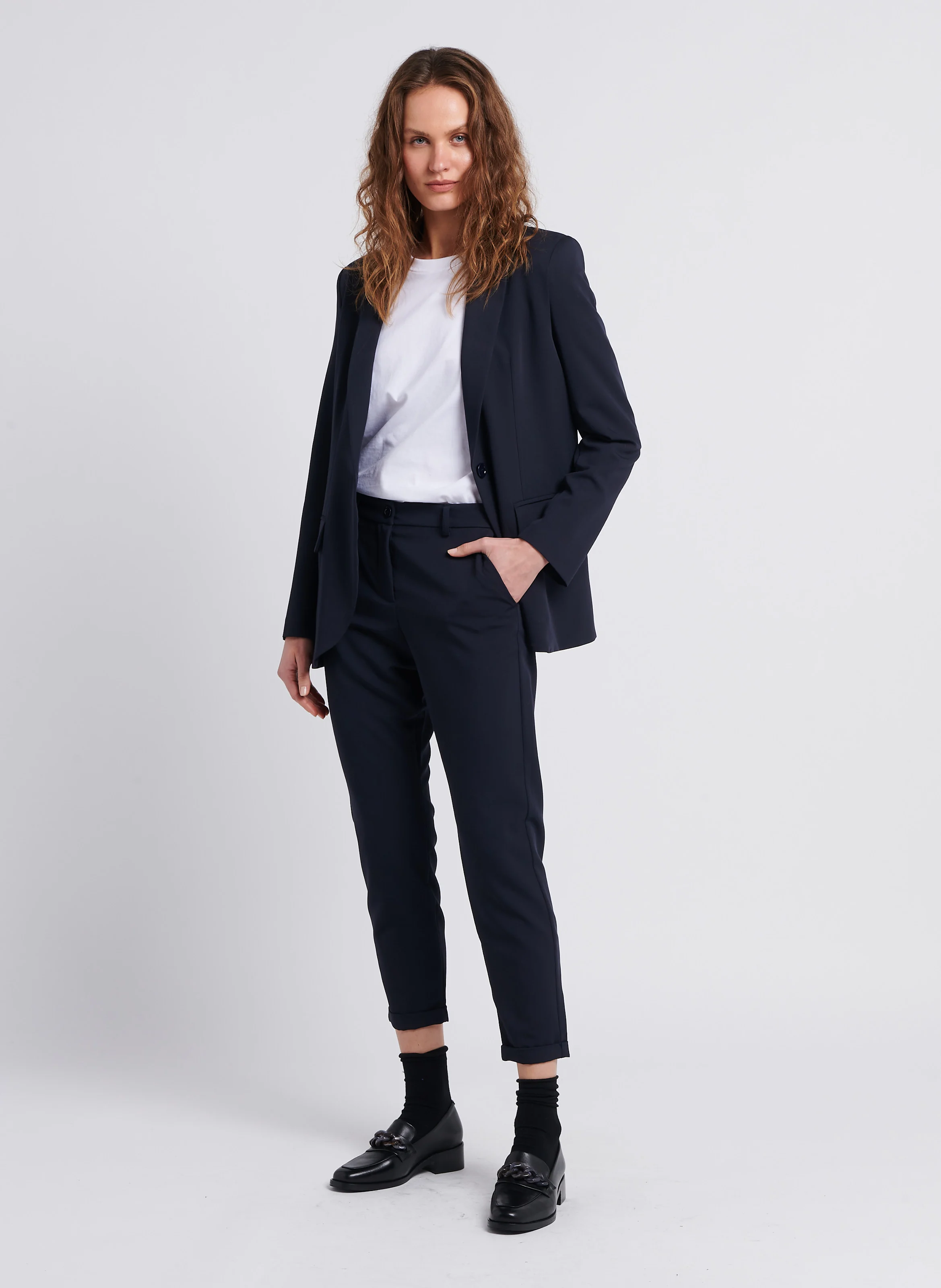 Blazer col tailleur| Bleu