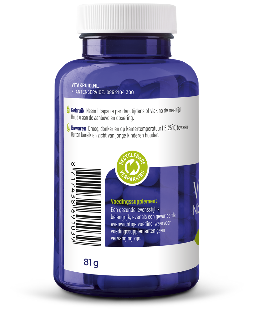 Vitakruid Vitamine B3 Niacinamide 500 Mg Flush Free (90 vega capsules)