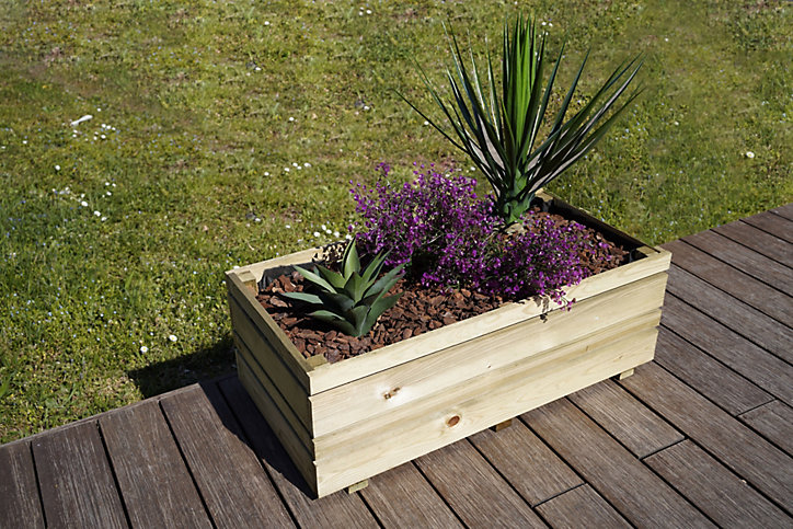 Bac à Fleurs JARDIPOLYS Oslo Rectangulaire 80x40cm traitement autoclave CL3