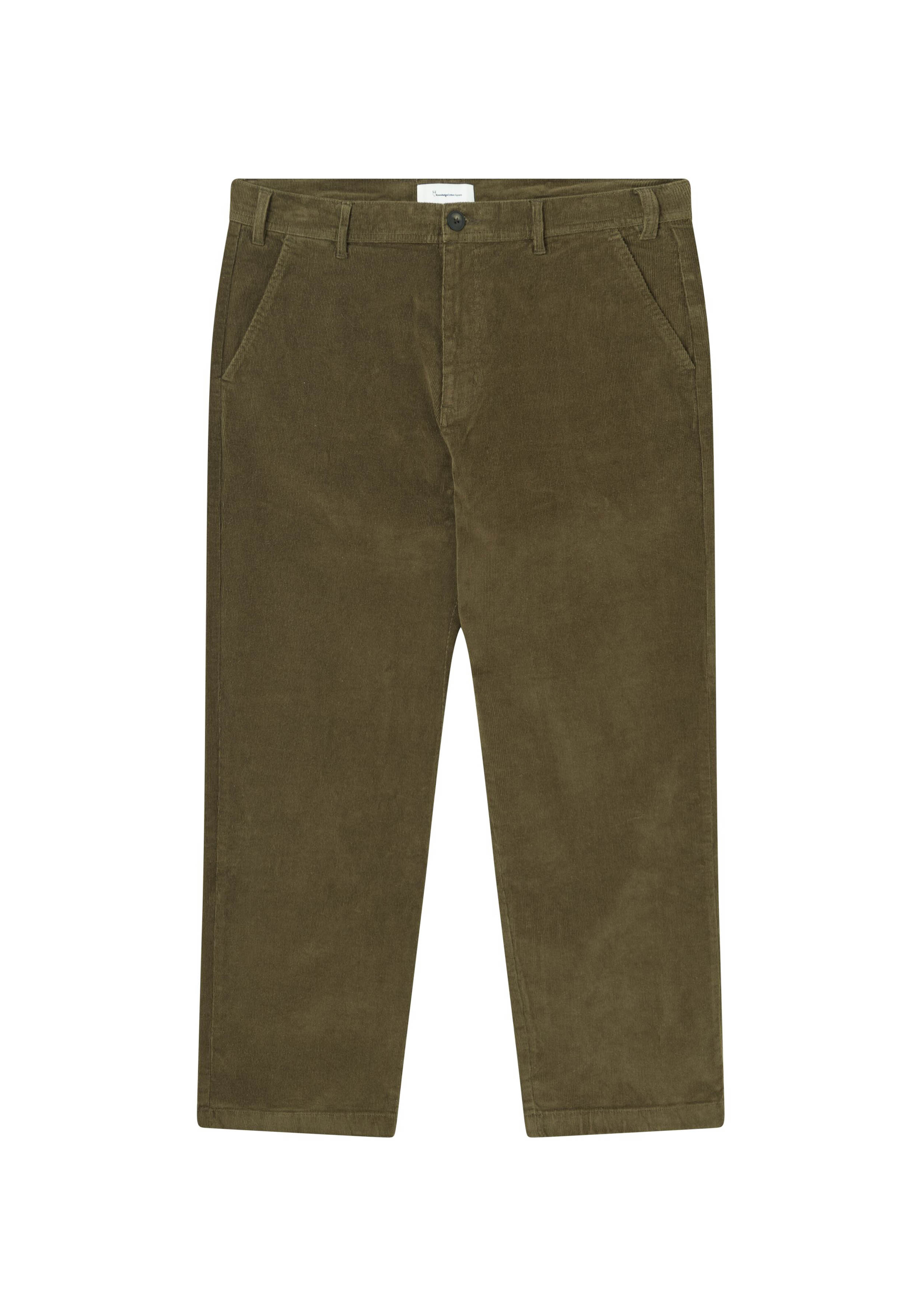 Knowledge Cotton Apparel Cord-Hose Flint Wide Corduroy Chino Pants Dark Olive