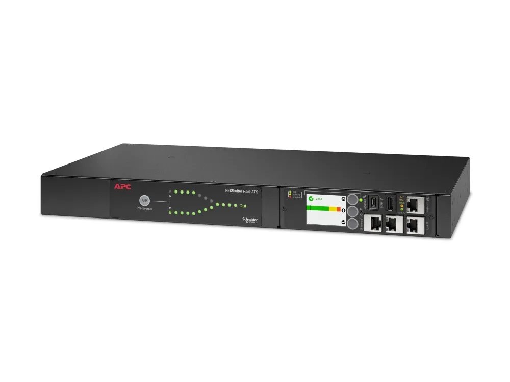 APC NetShelter - Automatisk transferkontakt (rackversion) - AC 207-253 V - 2000 VA - 1-faset - Ethernet 10/100/1000, USB - output-stikforbindelser: 12 - 1U - sort