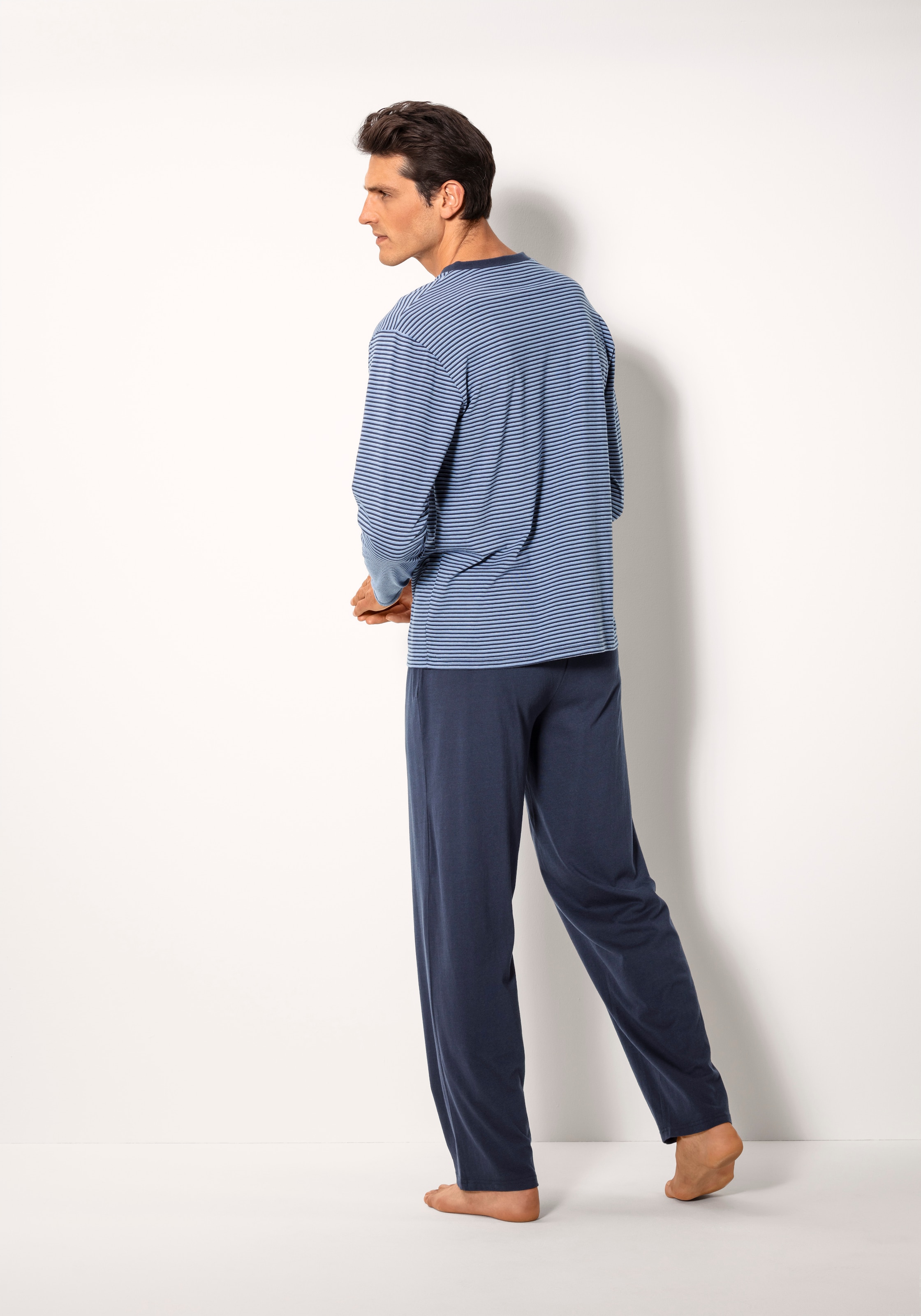 le jogger® Pyjama Packung, 2 Stück, 4 tlg., Schlafanzug mit garngefärbten Streifen