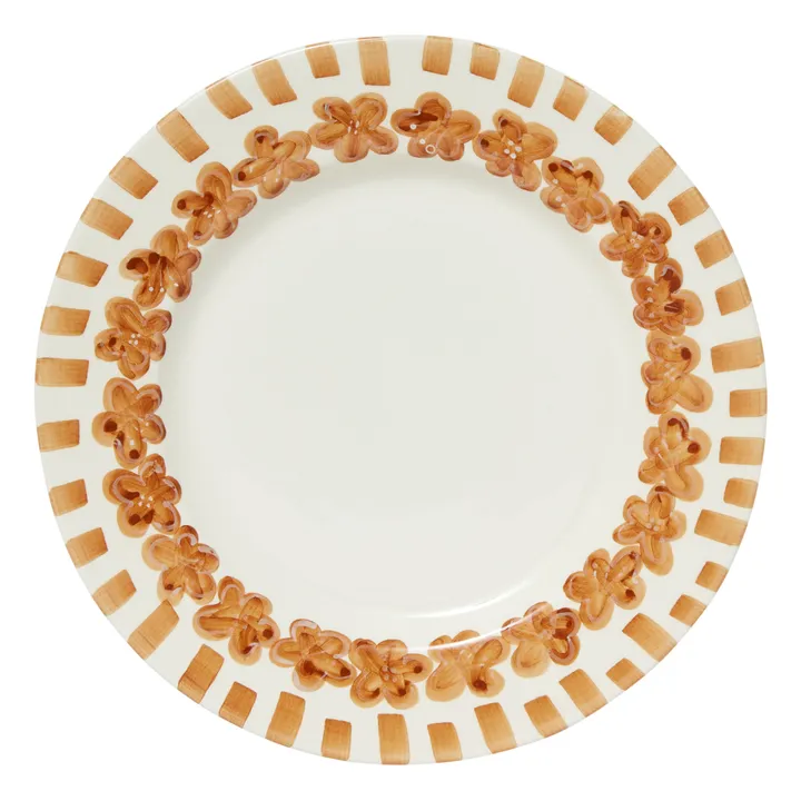Tressé Assiette à dîner Fleurs de tiaré | Marron