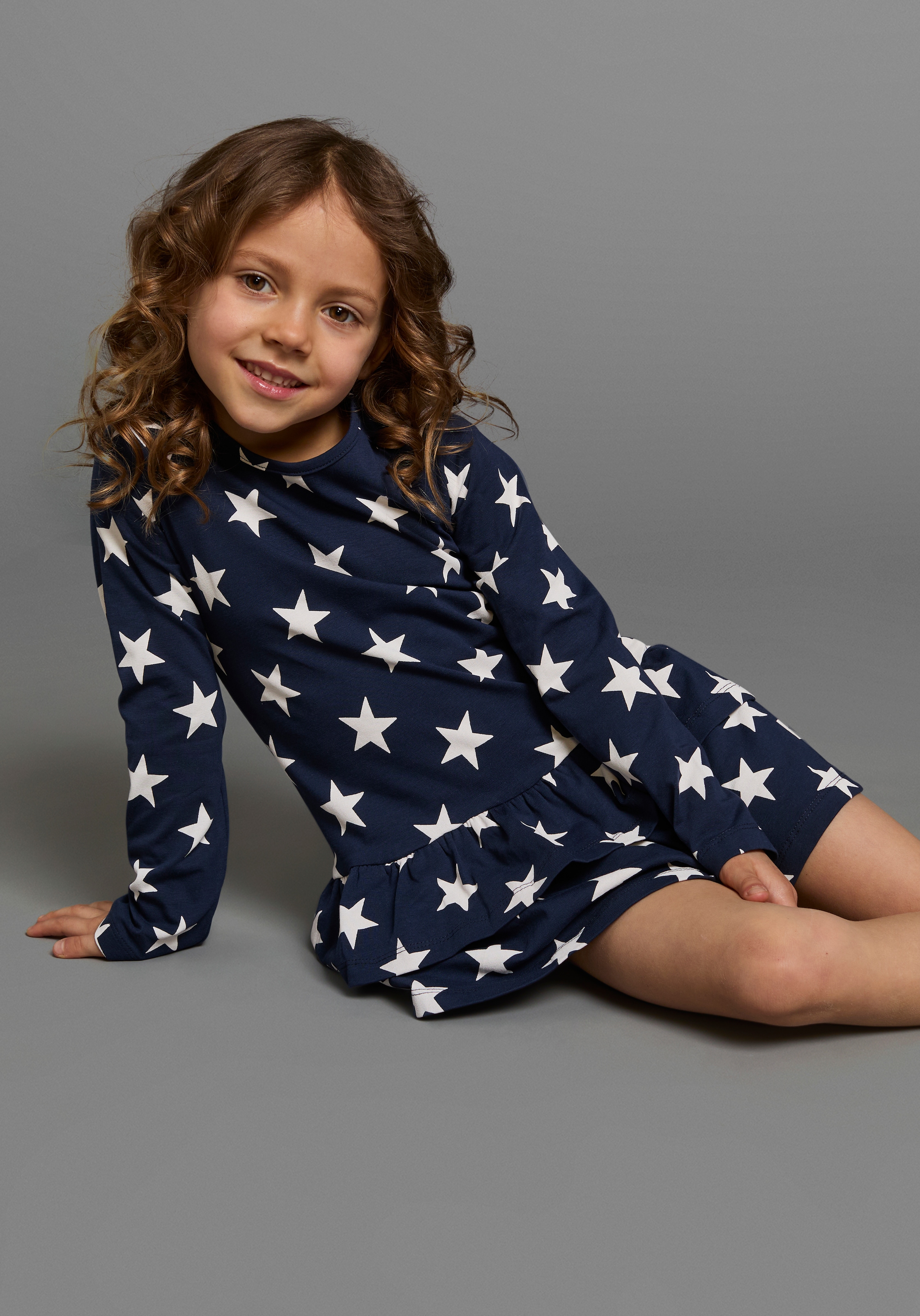 KIDSWORLD Jerseykleid », 2er Pack für kleine Mädchen« Packung, 2 Stk. tlg. festliche Anlässe,  kniefrei,  verspielt,  aus Jersey,  Langarm