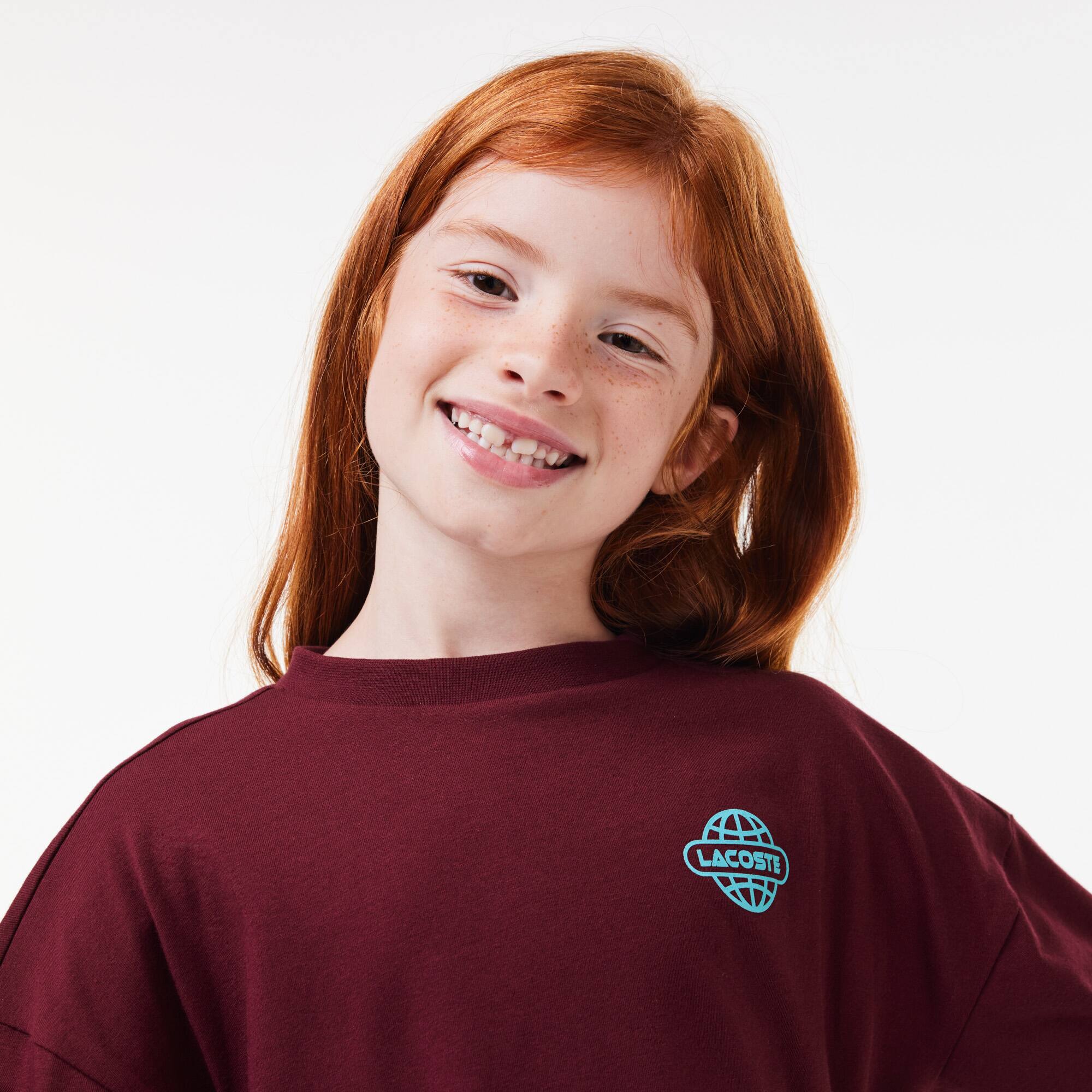T-shirt avec imprimé en jersey épais de coton Hauts - Rouge - Lacoste - Fille