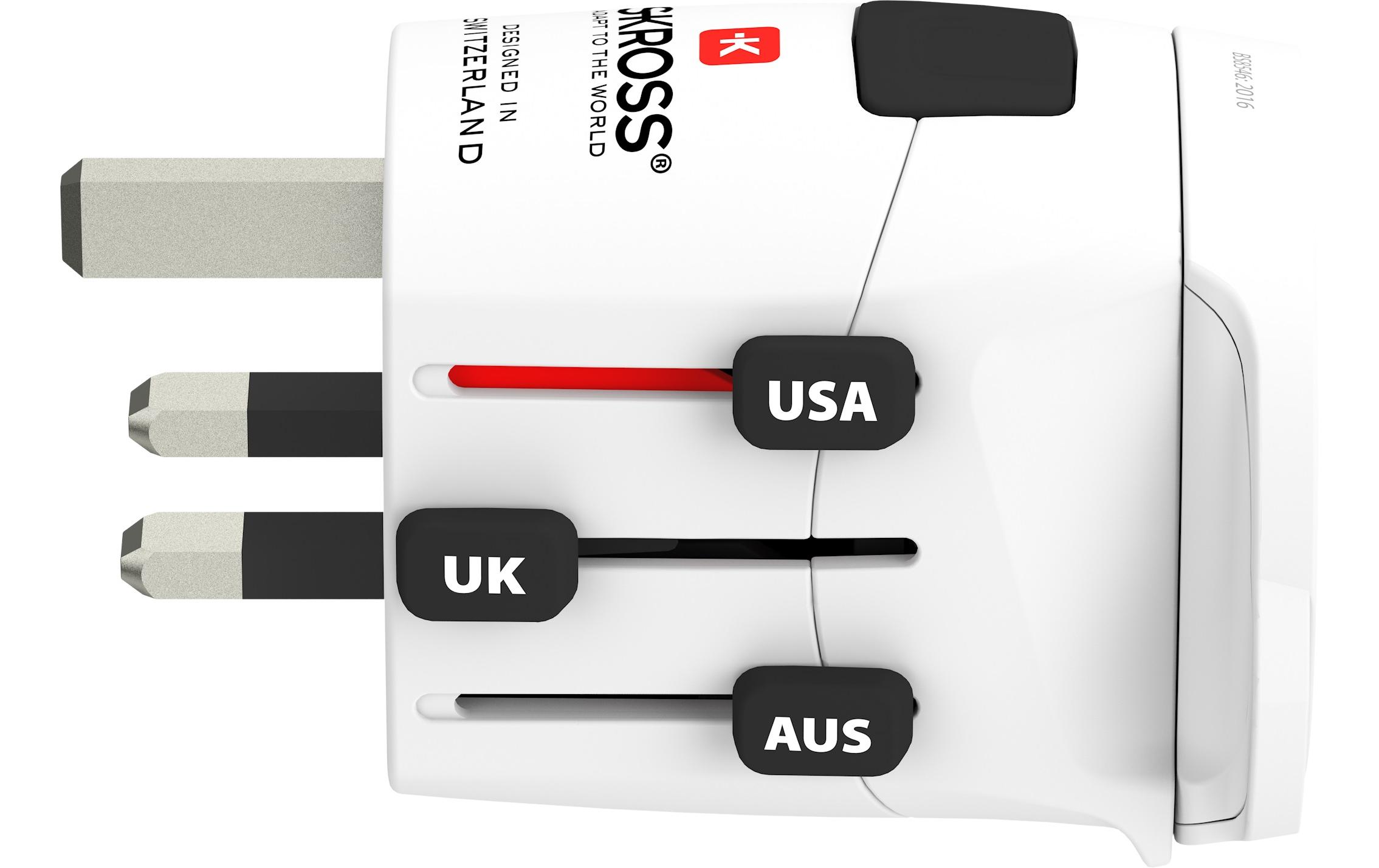 Weltreiseadapter PRO Light WorldKompakter Reisestecker mit Muli-Länder Aufsatz, weiss