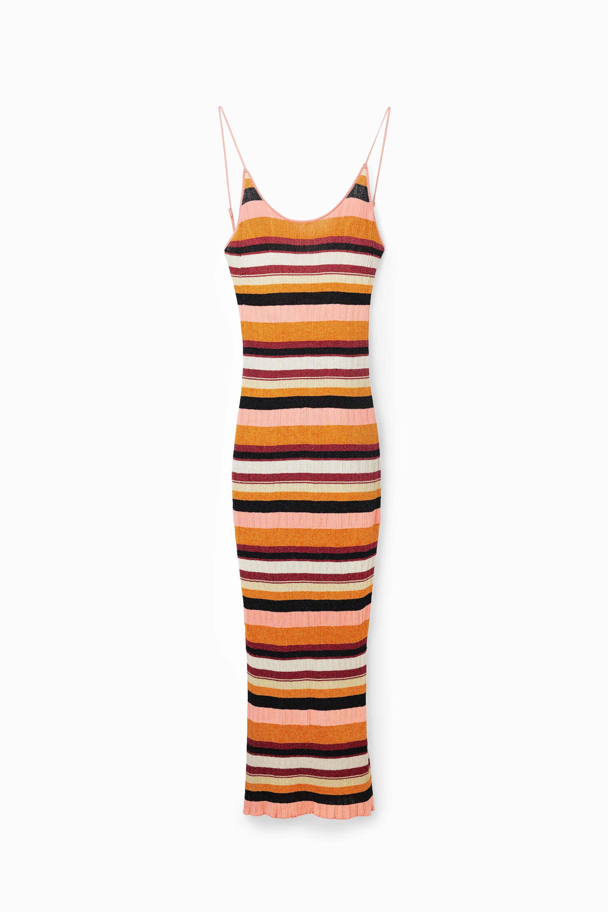 Robe midi tissu côtelé rayures