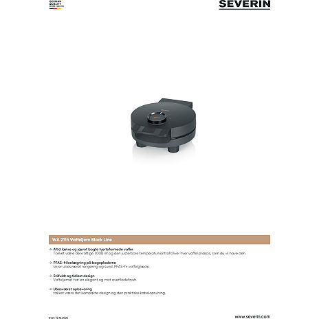 Severin vaffeljern wa 2116 - sort