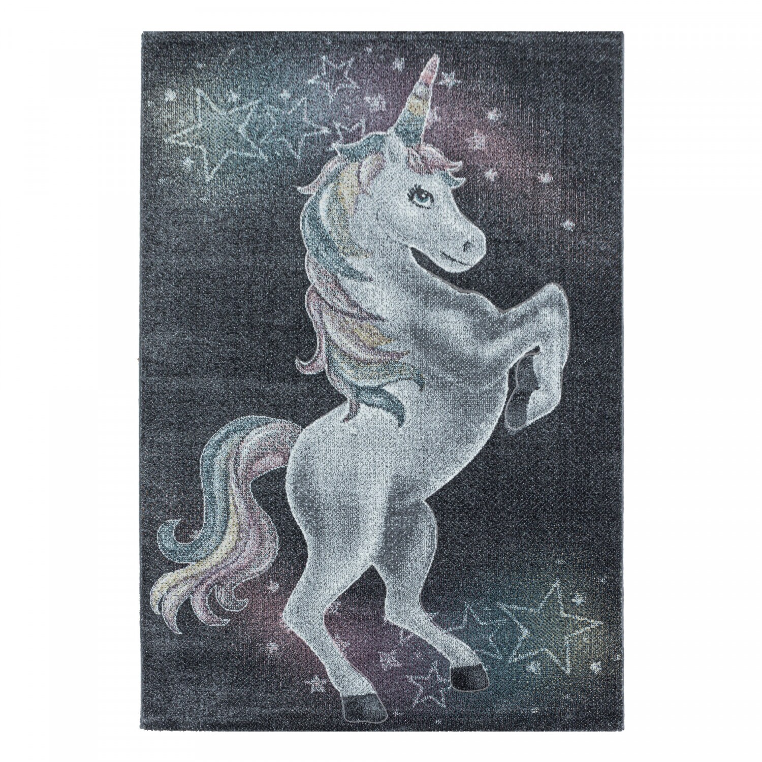 Kinderteppich Kurzflor, Modern Einhorn Design, Rechteckig, Pflegeleicht