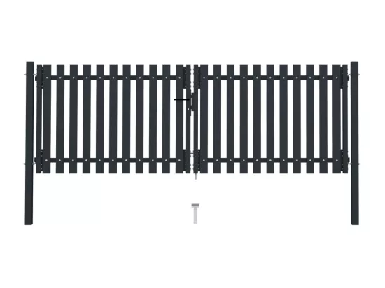 Portail de clôture à double porte Acier 306x125 Anthracite