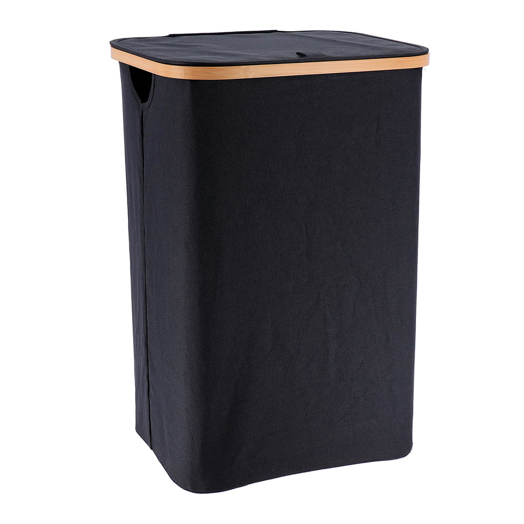 Panier linge chic intérieur rectangle noir 40x60x30cm