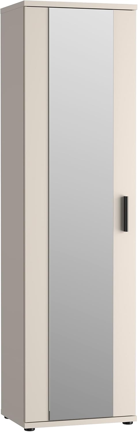 Forte NET106 Schuhschrank 50, moderner Flurschrank, 1-türig, 6 Einlegeböden, Flur, Diele, Abstellraum, Holzwerkstoff, Kaschmir|Beige, 50,2 cm breit x 179,1 cm hoch x 34,8 cm tief