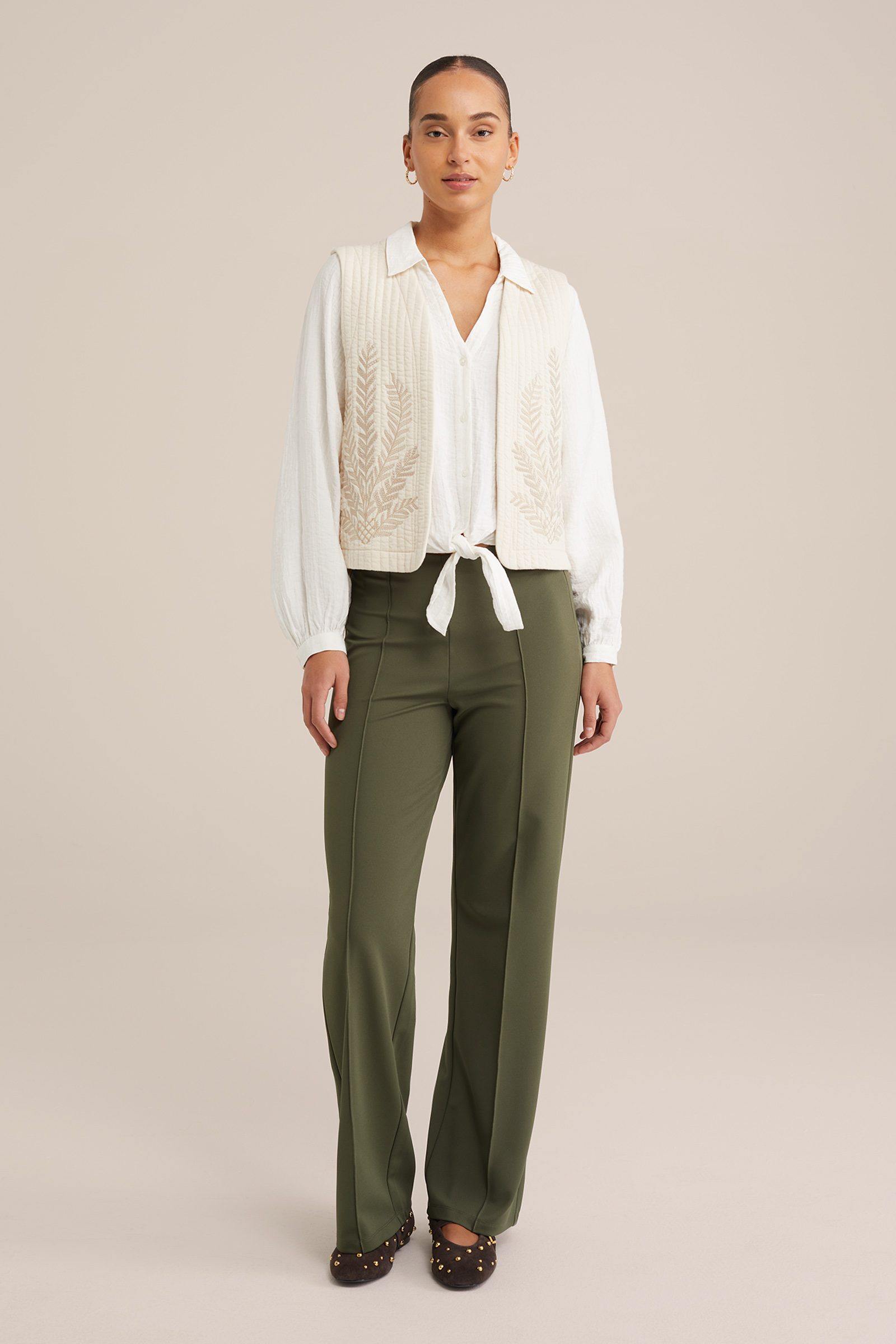 gilet met embroideries WE Fashion Gebroken wit