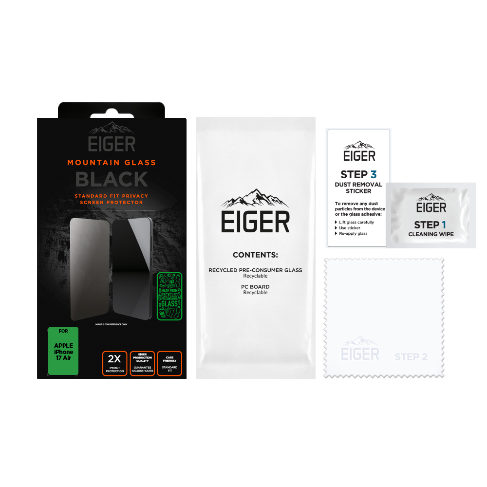 iPhone Air Mountain Glass Black Panzerglas 2.5D Privacy Displayschutz Case Friendly (EGMSP00332)