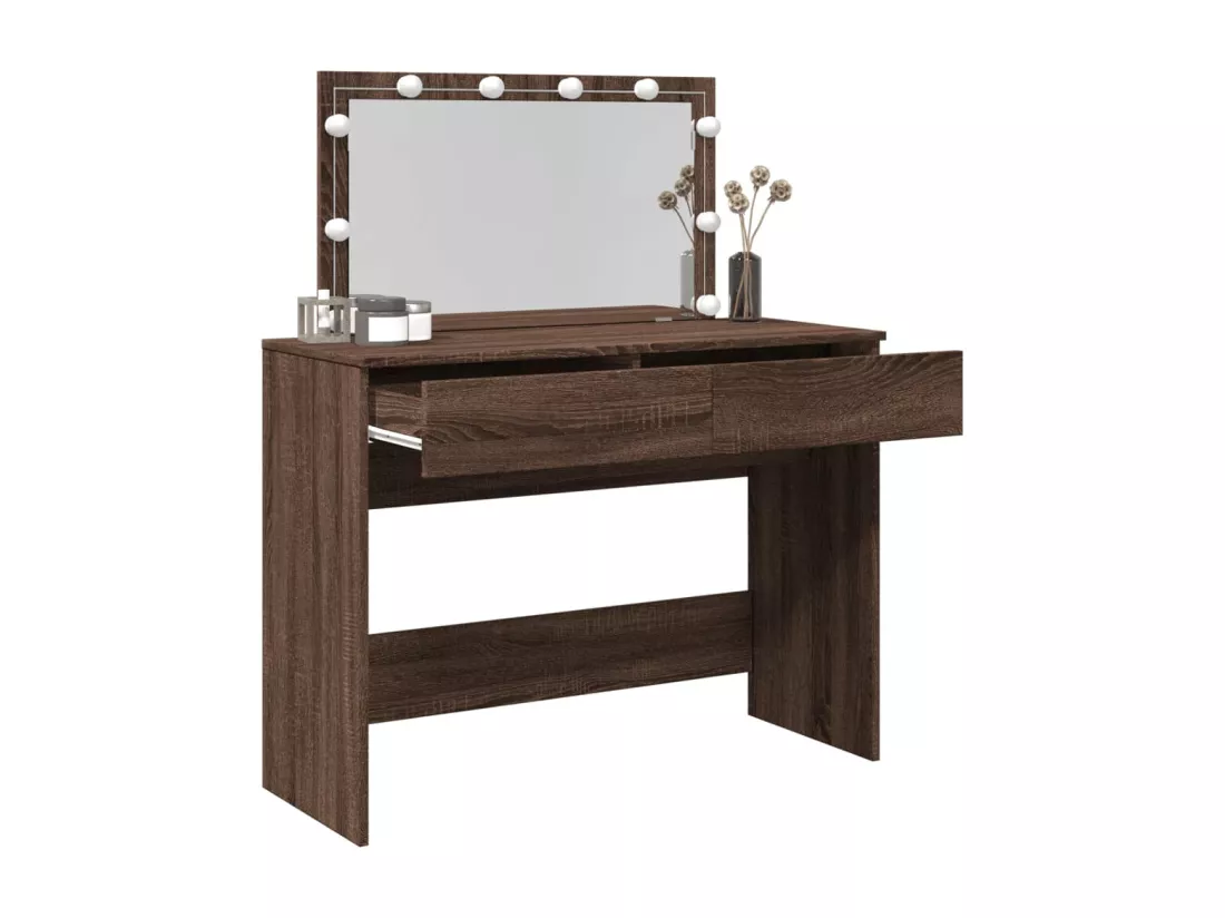 Coiffeuse avec LED chêne marron 100x40x120 cm