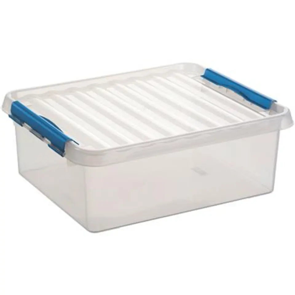 Q-line opbergbox 25L transparant blauw