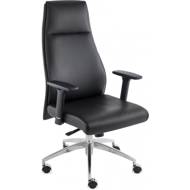 Fauteuil de bureau ergonomique MODO cuir naturel, accoudoirs 1D et pied aluminium