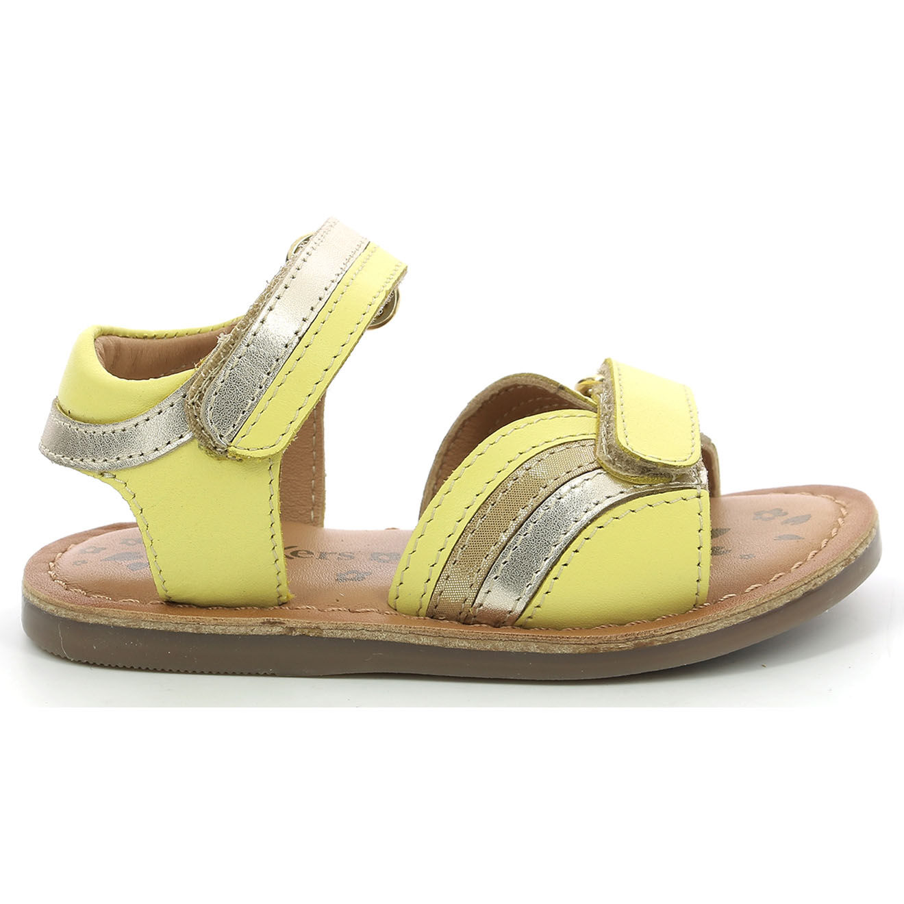 Kickers Sandales en Cuir Divizza jaune doré métallisé