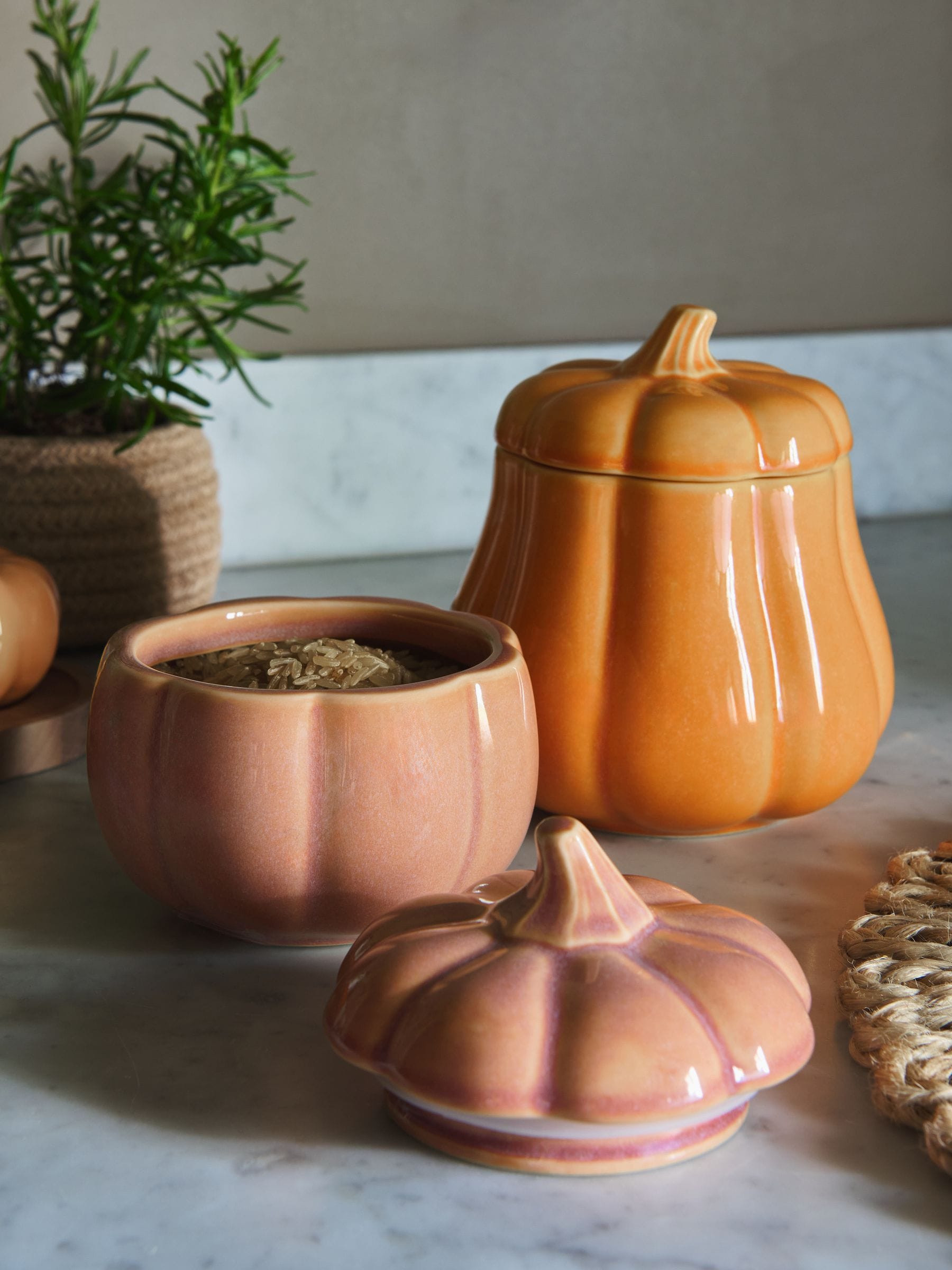 Set of 2 Pumpkin Storage Jars