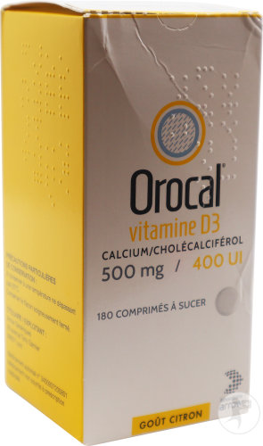 Arrow Generiques Orocal Vitamine D3 500mg/400U.I. Comprimés À Sucer 180