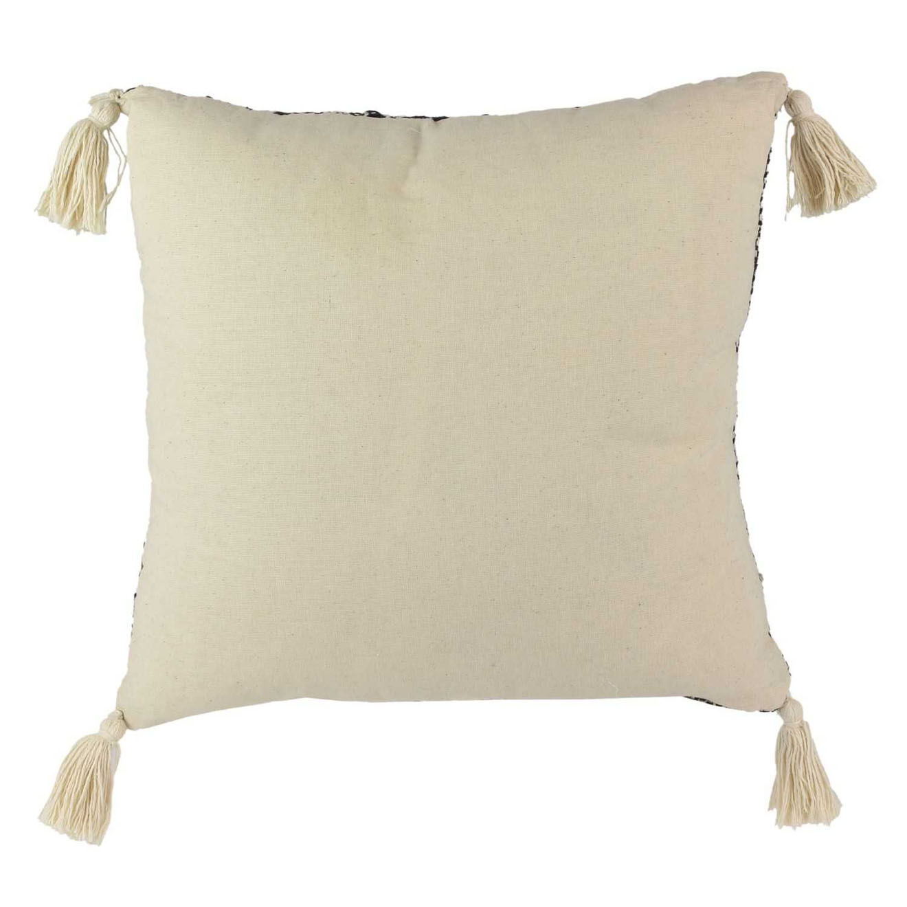 Home Deco Factory Coussin ethnique pompons beige/noir - 40x40 cm