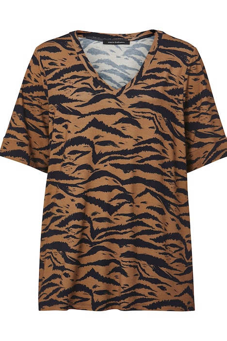 T-Shirt, A-Line, Alloverdruck, V-Ausschnitt, Halbarm
