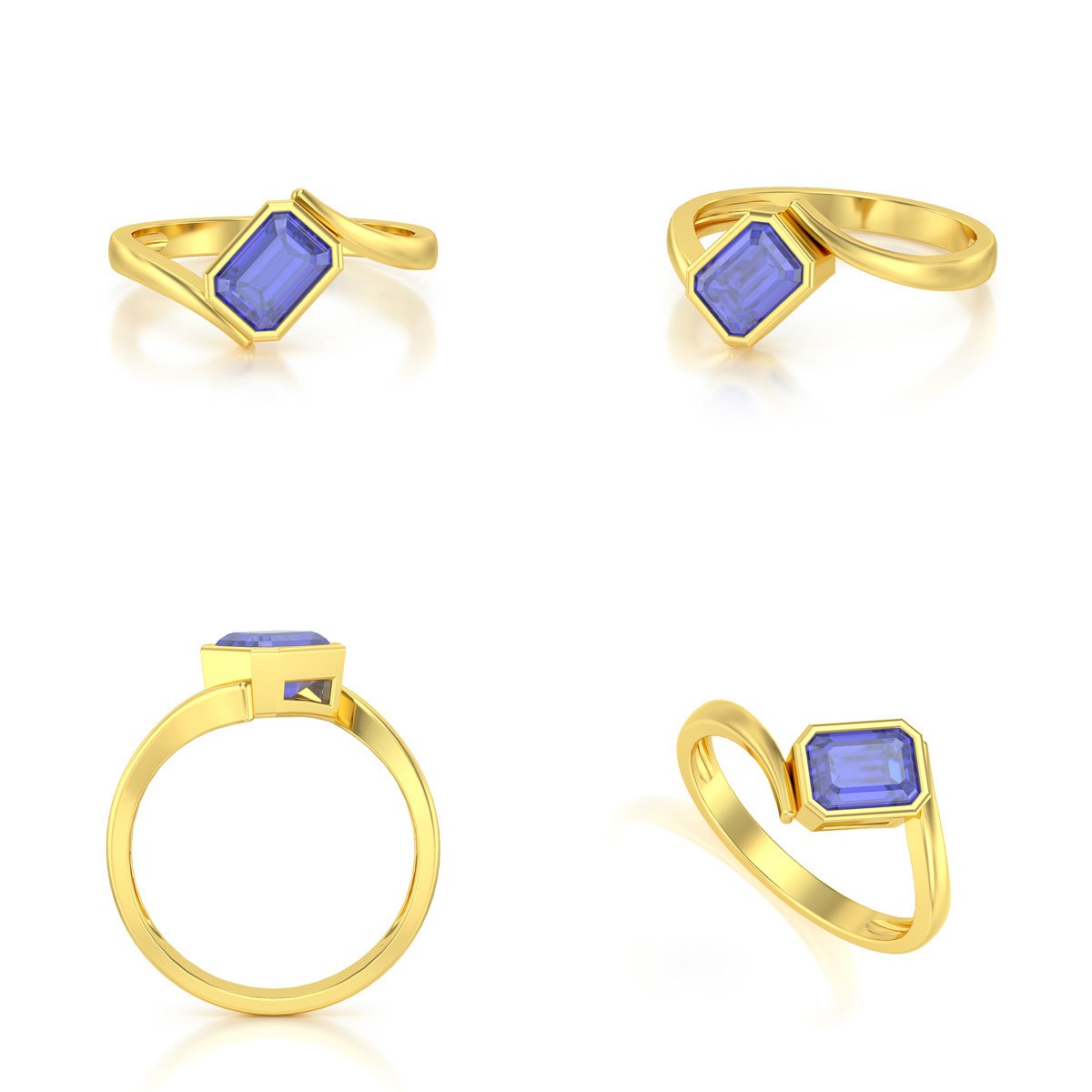 Bague ADEN Or 585 Jaune Tanzanite 2.26grs