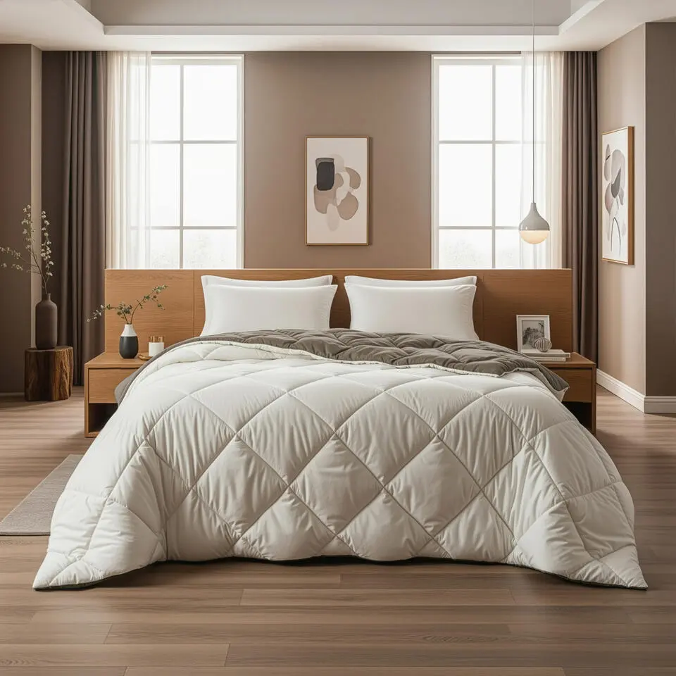 Dekbed zonder Overtrek Diamond 240x200 – Met Kussenslopen – Wasbaar – Crème/Kaki
