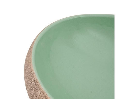 VIDAXL - Vasque à poser vert et marron ovale 59x40x15 cm céramique