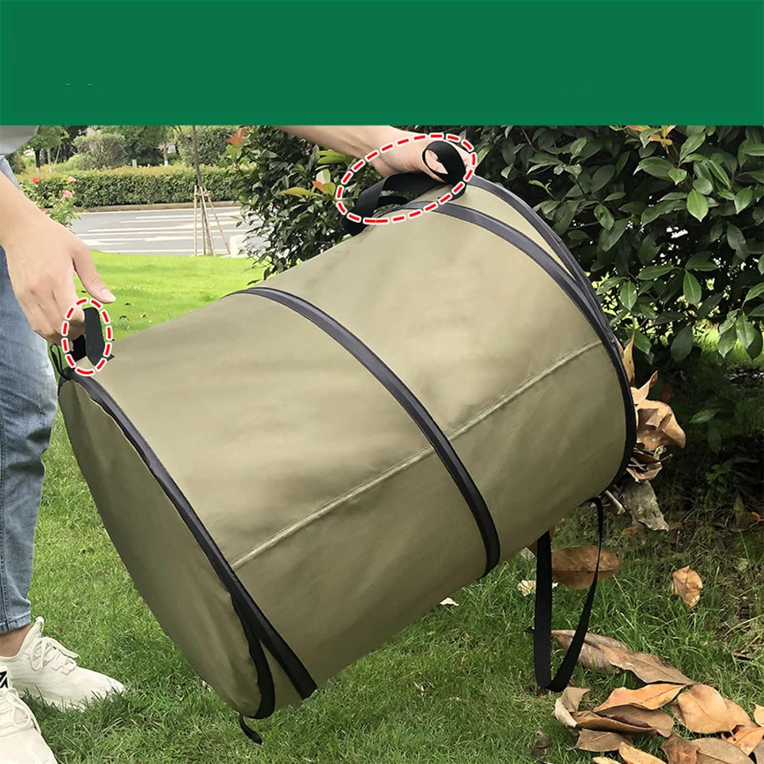 (113L) Pop Up Gartentonne Flexibler Laub Sack Grünabfall Behälter Recycle Tasche - Grün