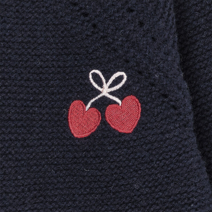 Copenhagen Colors LAMBWOOL BLOUSE W. FRILL & BOW EMB Navy