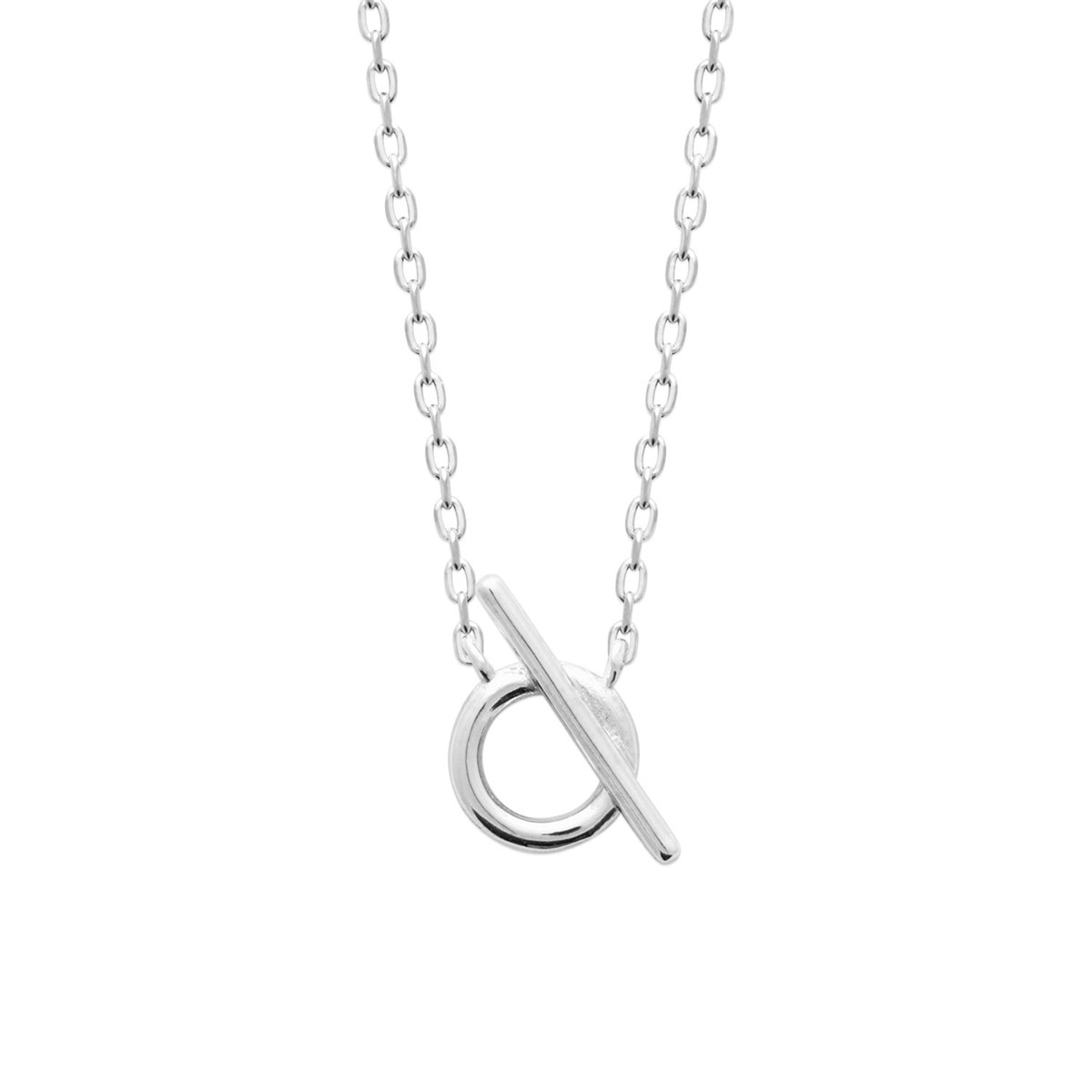 Collier Brillaxis argent rhodié anneau barré