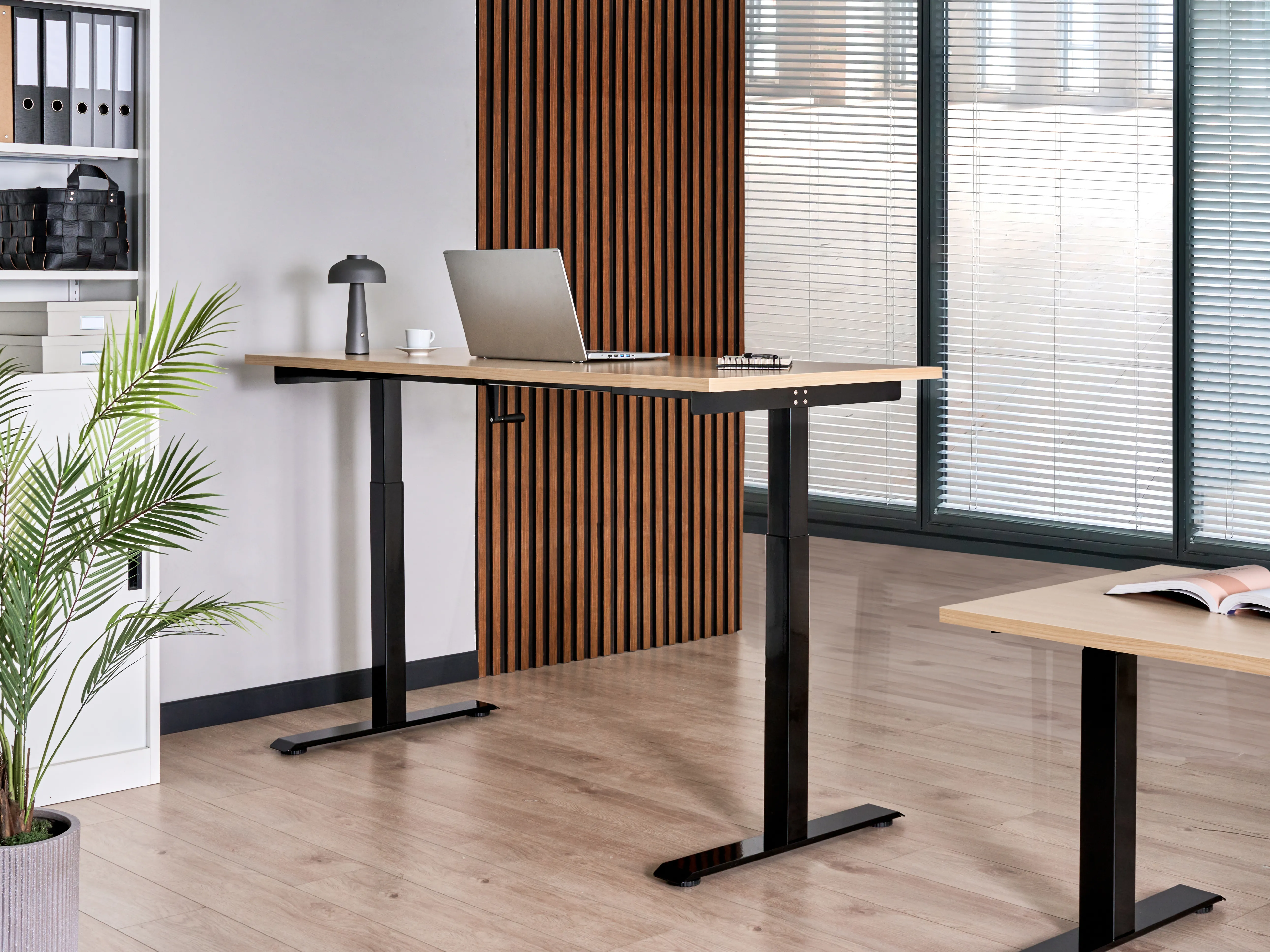 Handmatig verstelbaar sta-bureau DESTINES Zwart/lichtbruin 160 cm 72 cm