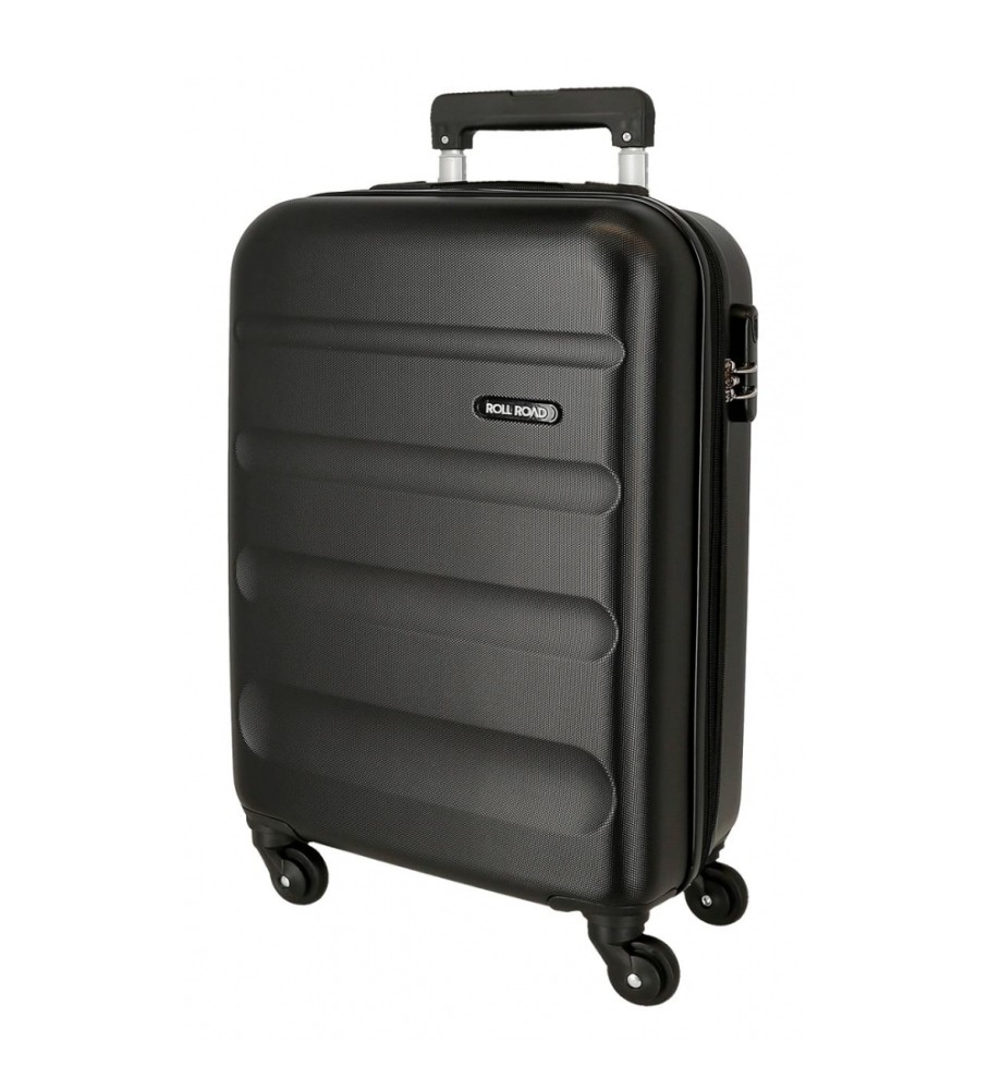 Mala de cabine rígida expansível Roll Road Flex, 55 cm, preta.