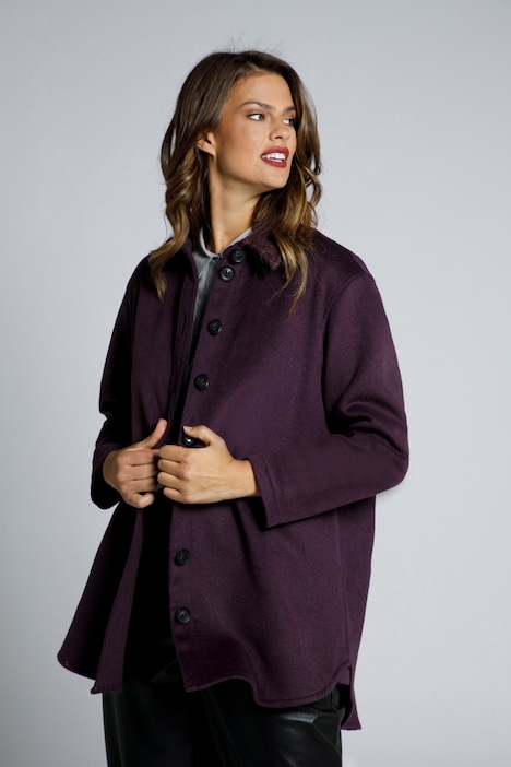 Jackenbluse, Oversized, Flanell, Hemdkragen, Langarm