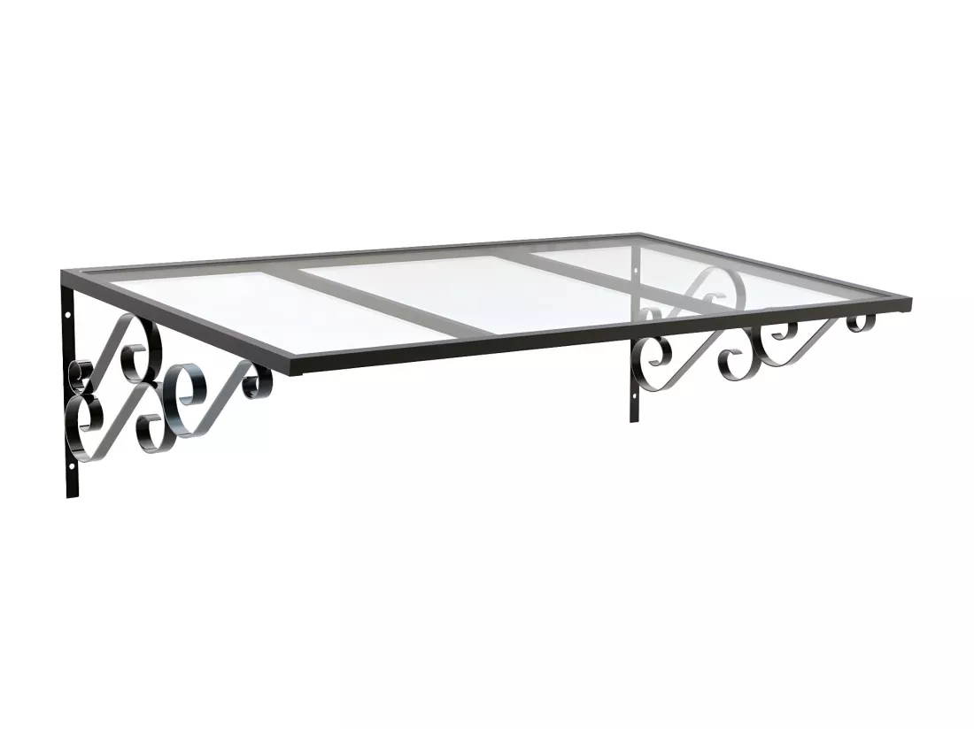 Auvent de porte en aluminium L120 x l80 cm incliné AMBAN