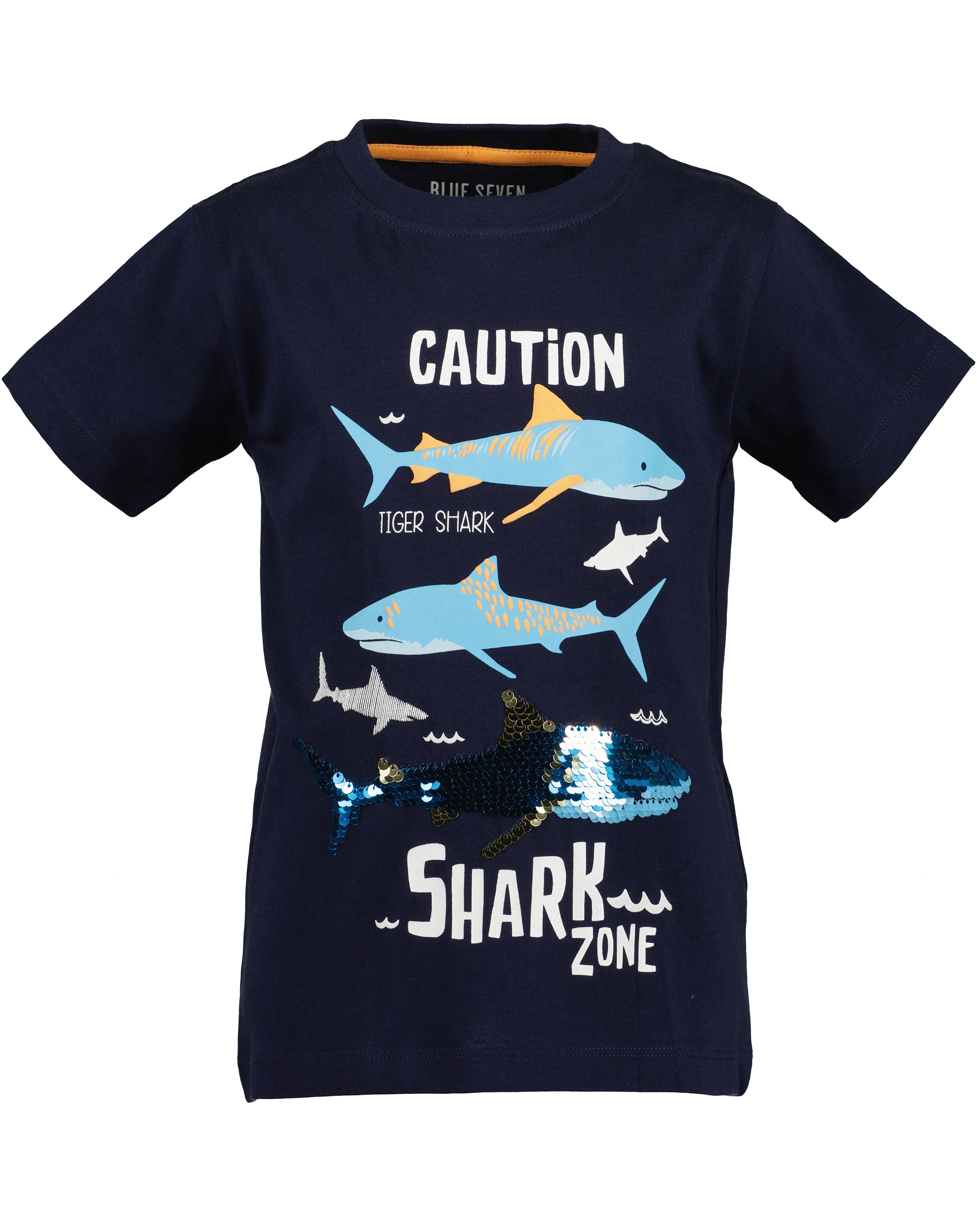 T-Shirt CAUTION in nachtblau