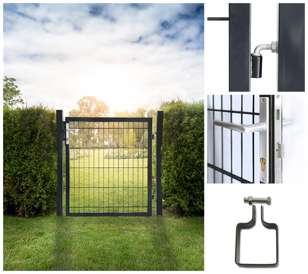Home Deluxe - PORTARIUS Tuinpoort - Kleur: Antraciet, Hoogte 100 cm - incl. handgreep, slot en sleutel | Tuinpoort, Opritpoort, Tuinpoort