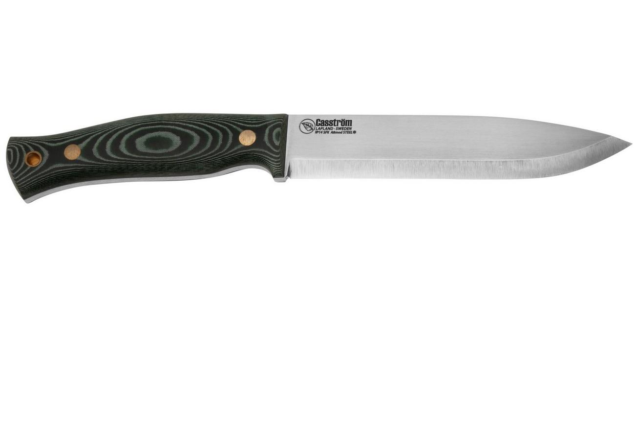 Casström No. 14 SFK 13423 Green Micarta met firesteel, bushcraftmes