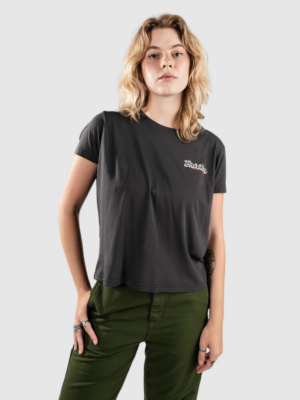 Brixton Speed And Service Fitted T-Shirt washed black worn wash