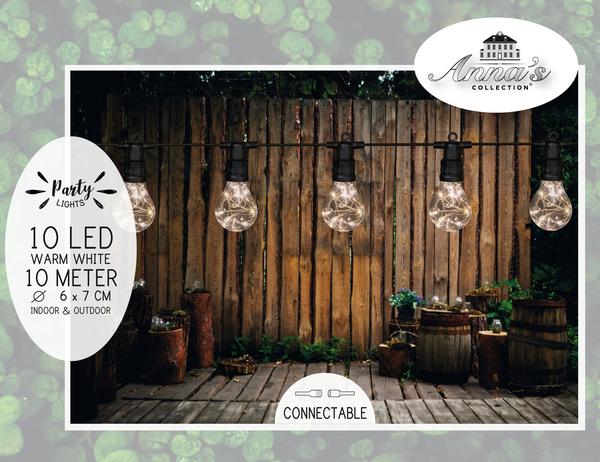 LED-Partylichterkette, weiß/gold, 10 LEDs
