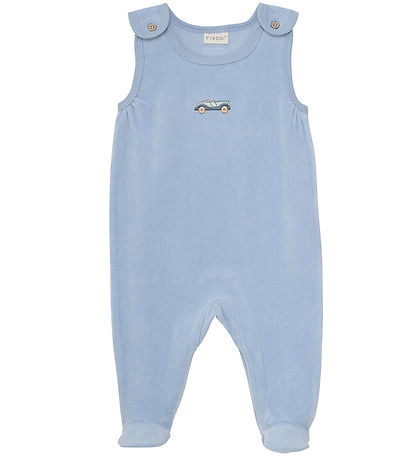Fixoni Strampler m. Body l/ä - Velours - Blue Nebel