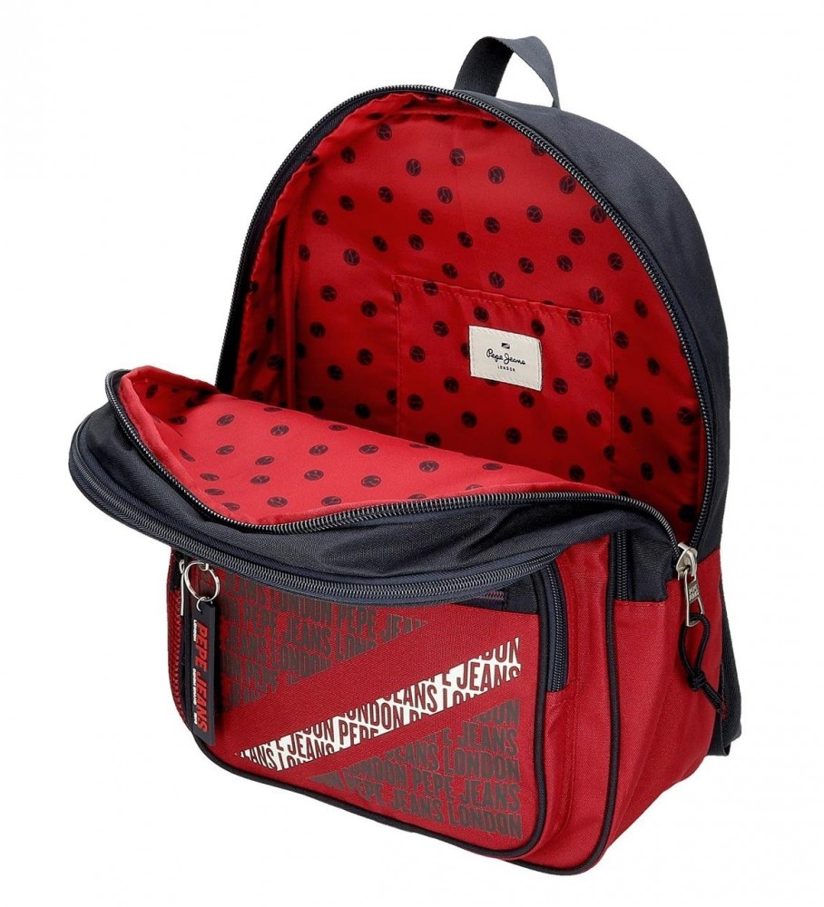 Pepe Jeans Mochila escolar dos compartimentos Pepe Jeans Clark 40cm adaptable rojo